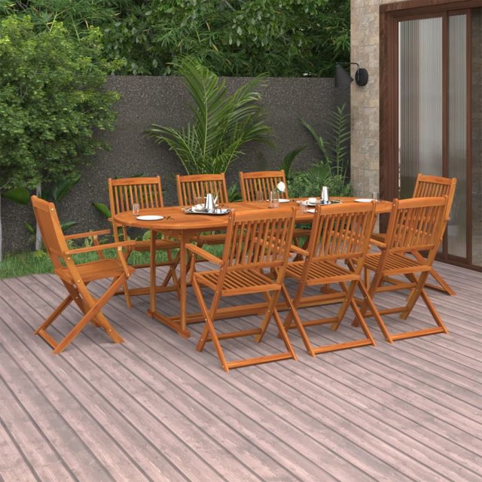 9 Piece Garden Dining Set Solid Acacia Wood
