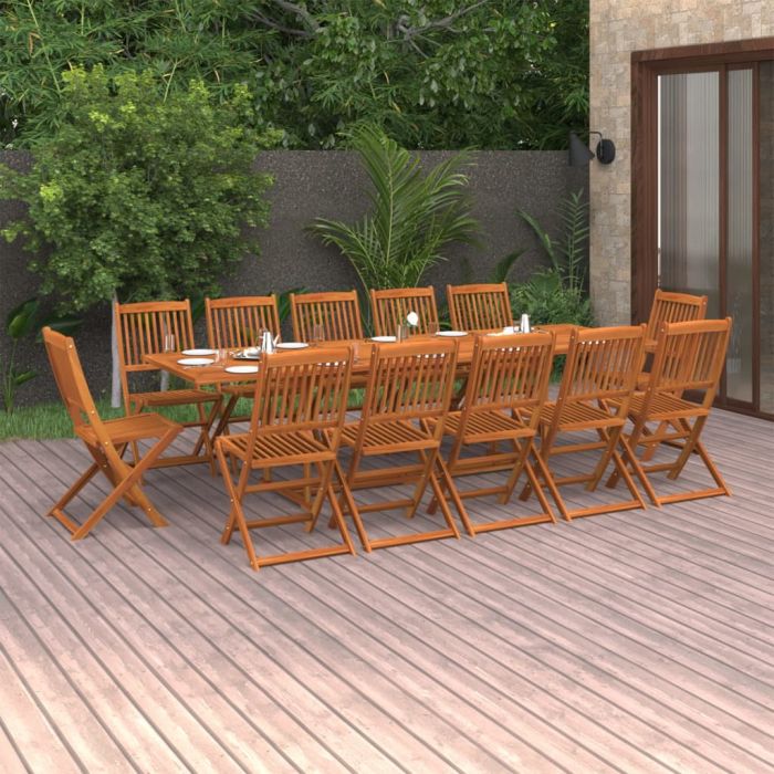 13 Piece Garden Dining Set Solid Acacia Wood