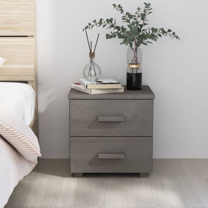 Bedside Cabinet HAMAR Light Grey 40x35x44.5cm Solid Pinewood