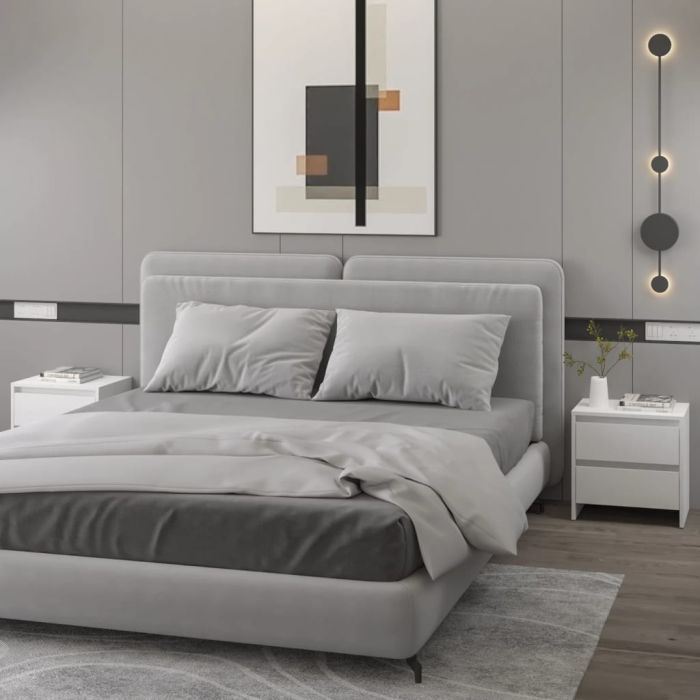 Bedside Cabinets 2 pcs White 45x34.5x44.5cm Engineered Wood