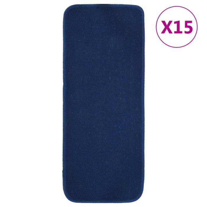 Anti Slip Stair Mats 15 pcs 60x25 cm Navy Blue Rectangular