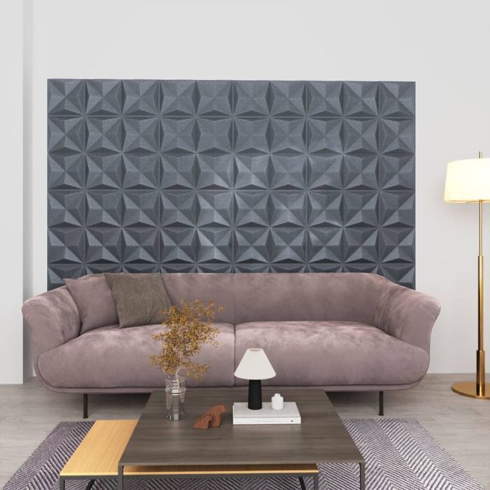 3D Wall Panels 48 pcs 50x50 cm Origami Grey 12 m2
