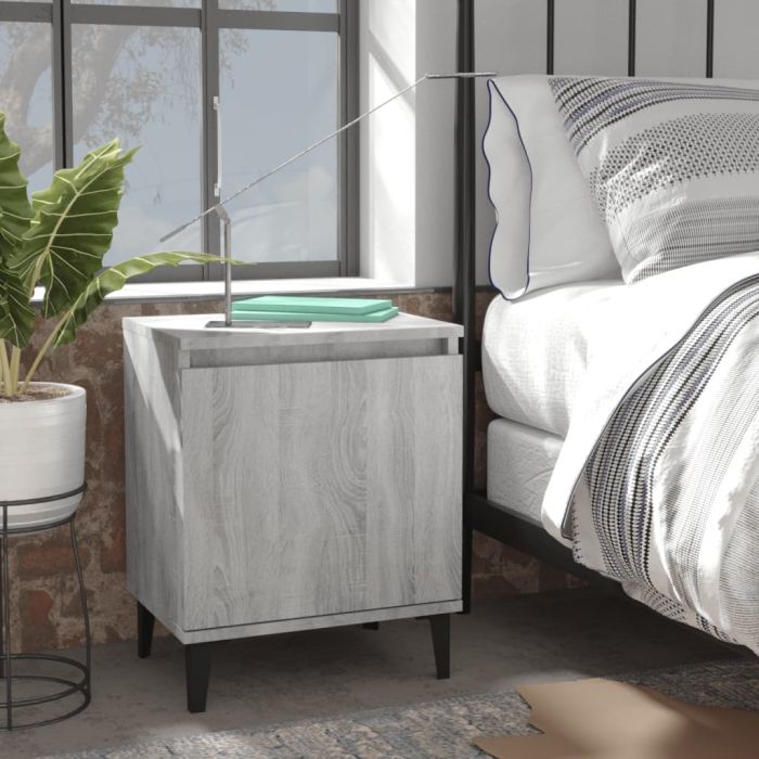 Bed Cabinets Metal Legs 2 pcs Grey Sonoma 40x30x50cm - Nevis