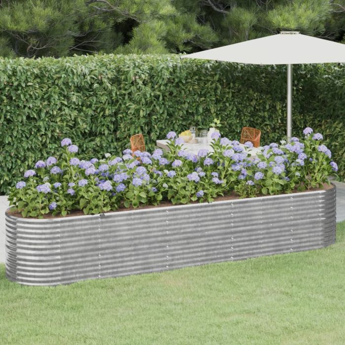 Garden Raised Bed Powder-coated Steel 368x80x68 cm Silver