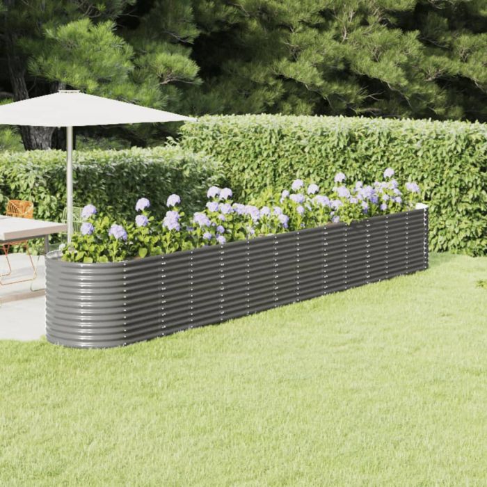 Garden Raised Bed Powder-coated Steel 512x80x68 cm Grey