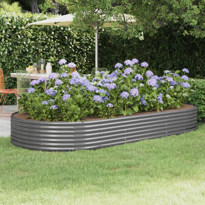 PRIFORD Garden Raised Bed Galvanised 296x140x36 cm Steel - Grey