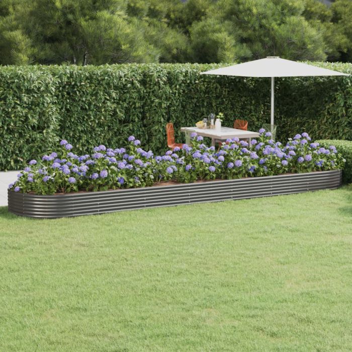 PRIFORD Garden Raised Bed Galvanised 600x140x36 cm Steel - Grey