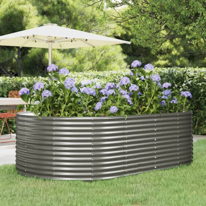 Garden Raised Bed Grey 212x140x68 cm Powder-coated Steel