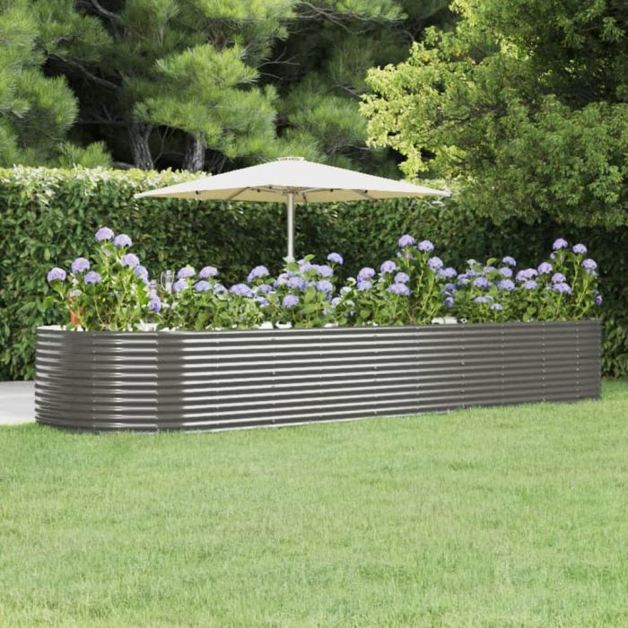 PRIFORD Garden Raised Bed 447x140x68 cm Galvanised Steel - Grey