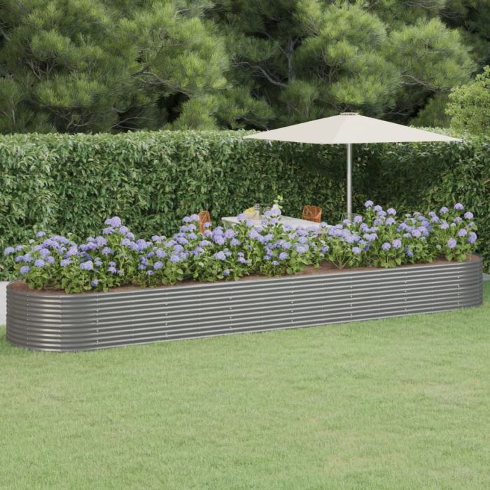 Garden Raised Bed Powder-coated Steel 584x140x68 cm Grey