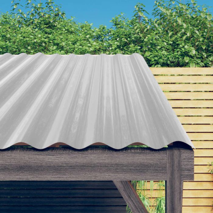 Roof Panels 12 pcs Powder-coated Steel Silver 100x36 cm