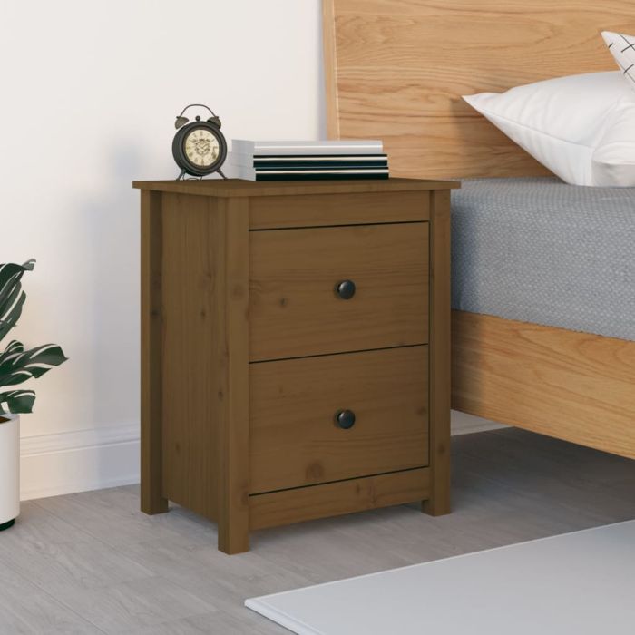 Bedside Cabinet Honey Brown 50x35x61.5cm Solid Wood Pine
