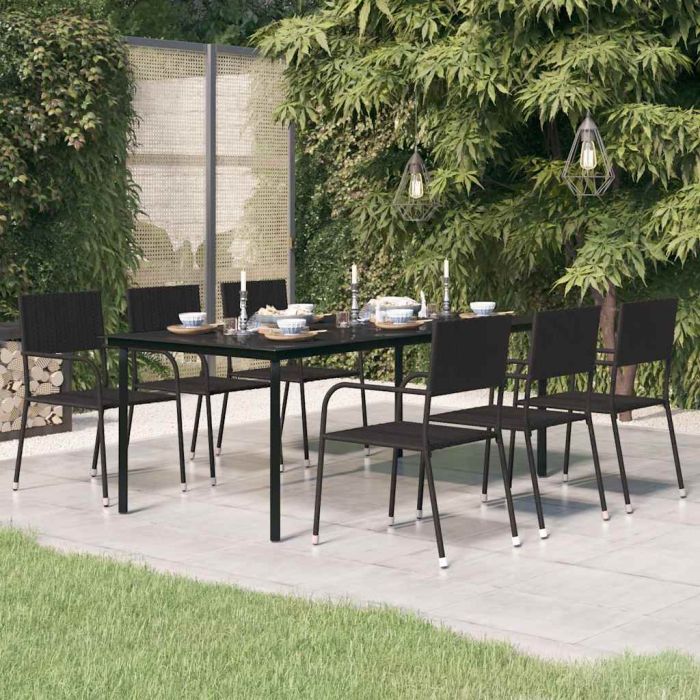 MEWICK Garden Dining Table 200x100x74 cm Steel and Glass - Black