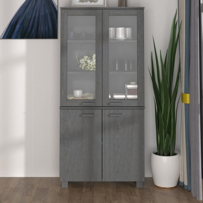 Highboard HAMAR Solid Wood Pine Dark Grey