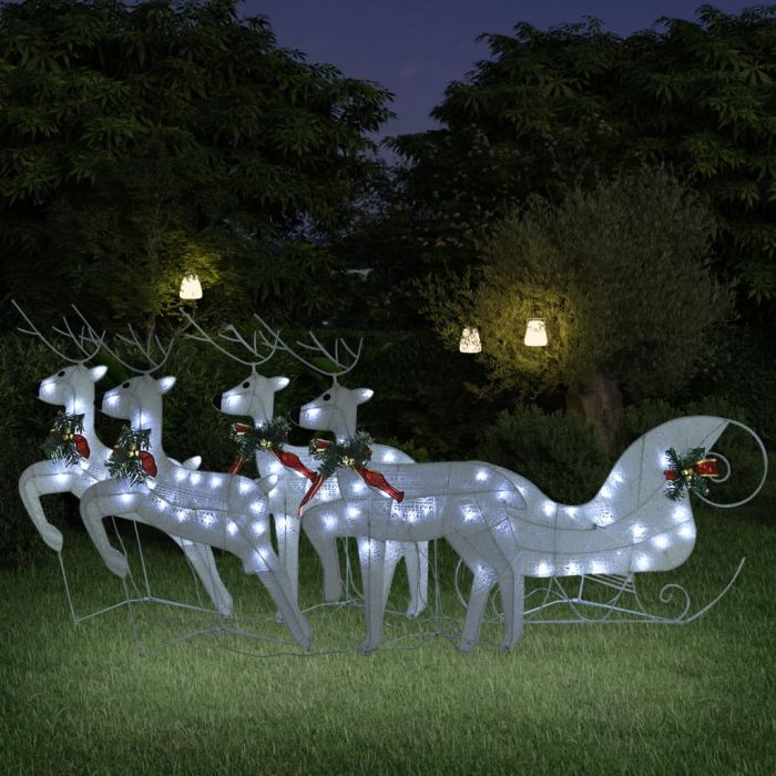 SNOWRA Reindeer & Sleigh Christmas Decoration 100 LEDs Outdoor White