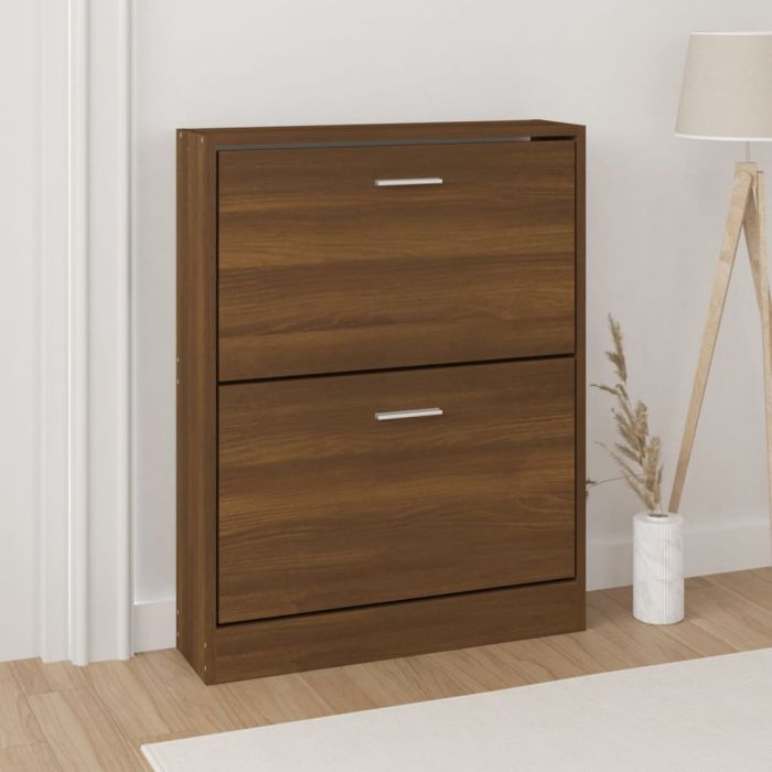 Shoe Cabinet Brown Oak 59x17x81 cm Engineered Wood