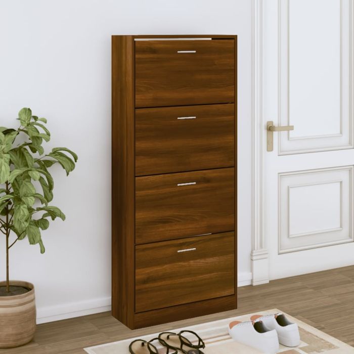 Shoe Cabinet Brown Oak 63x24x147 cm Engineered Wood