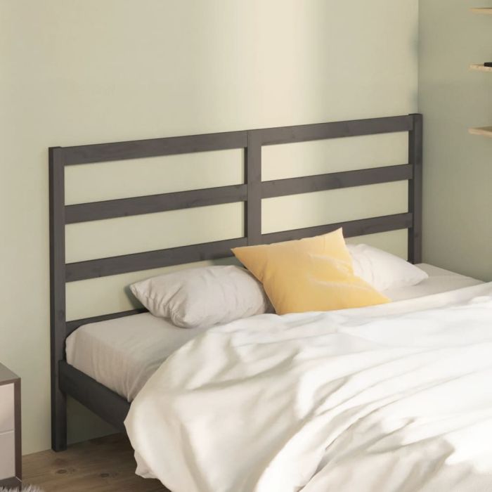 Bed Headboard Grey 166x4x100 cm Solid Wood Pine