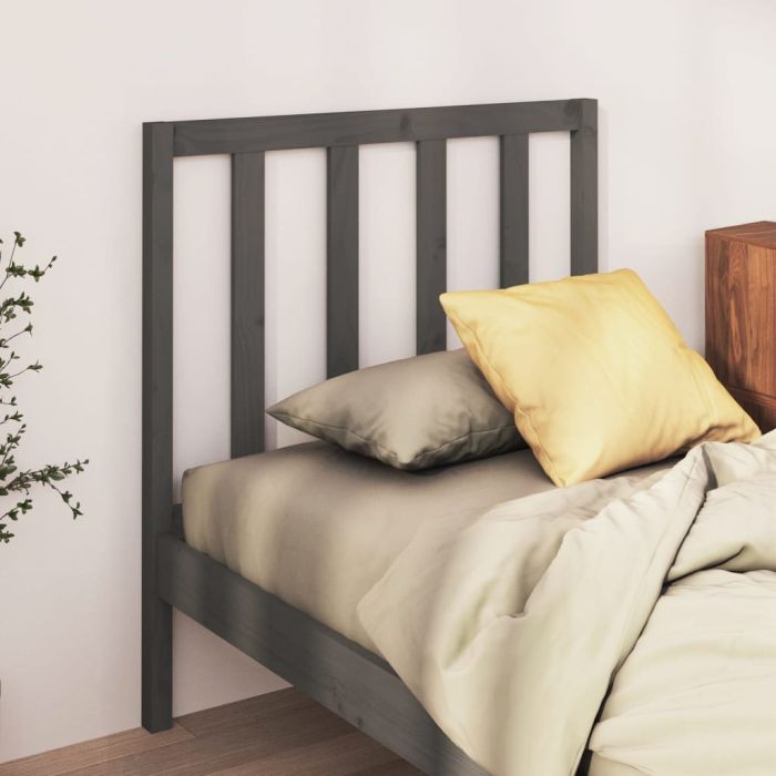 Bed Headboard Grey 96x4x100 cm Solid Wood Pine