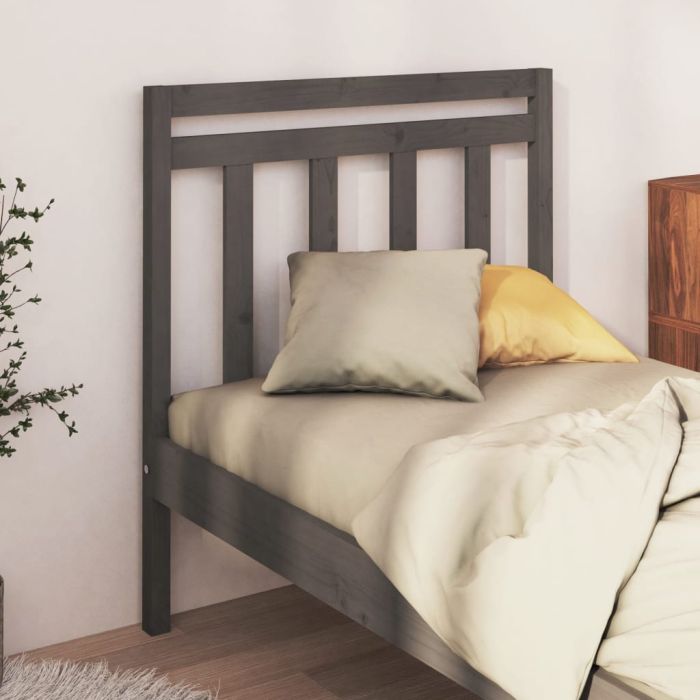 Bed Headboard Grey 81x4x100 cm Solid Wood Pine