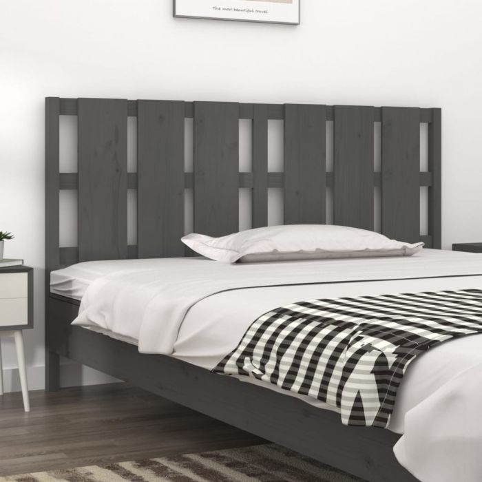Bed Headboard Grey 165.5x4x100 cm Solid Wood Pine