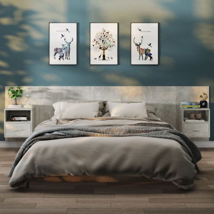 Wall Mounted Bedside Cabinets 2 pcs Concrete Grey - Peche
