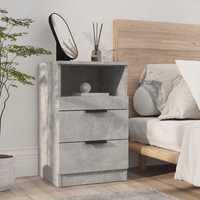 Bedside Cabinet Concrete Grey Engineered Wood - Peche