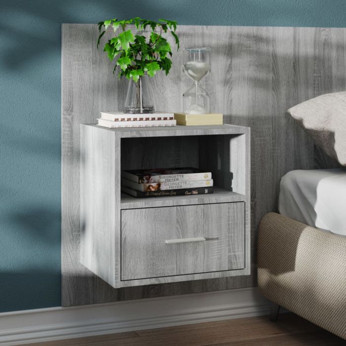 Wall Mounted Bedside Cabinet Grey Sonoma - Guoxi