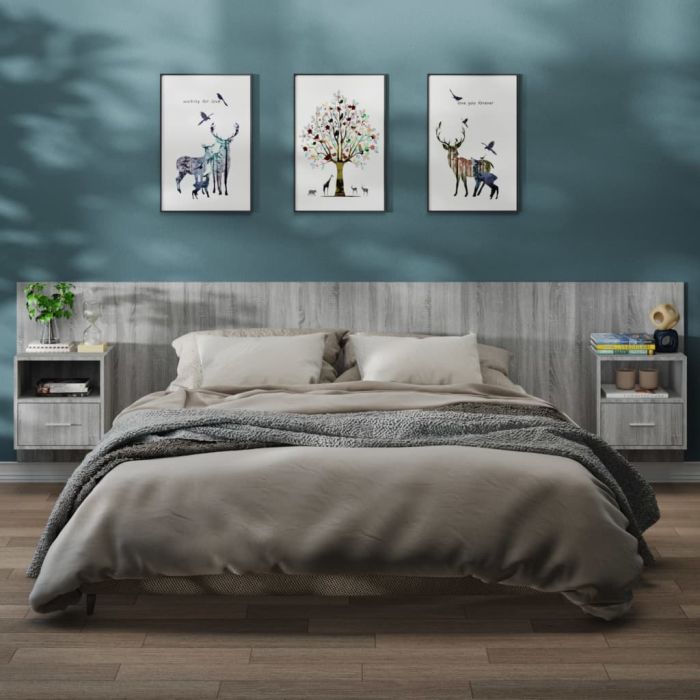 Wall Mounted Bedside Cabinets 2 pcs Grey Sonoma - Aven