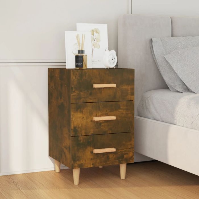 Bedside Cabinet Smoked Oak 40x40x66cm Engineered Wood - Aven