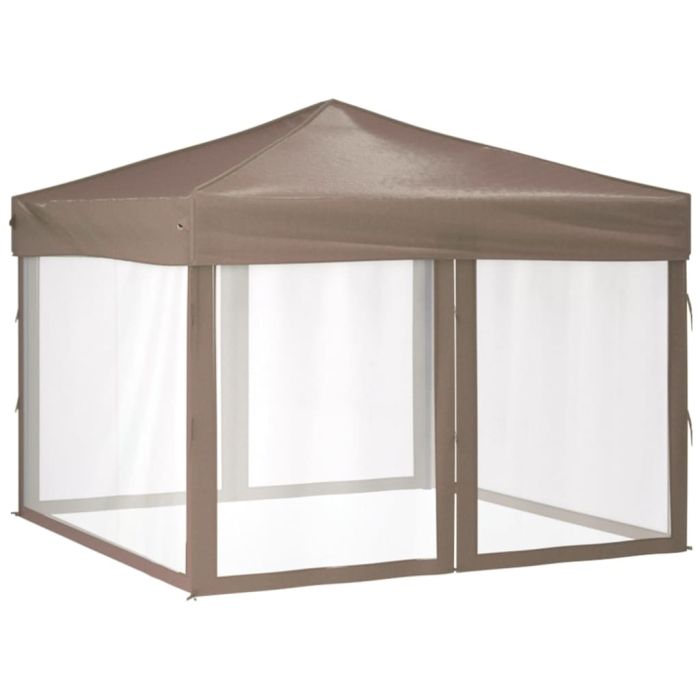 Folding Party Tent with Sidewalls Taupe 3x3 m
