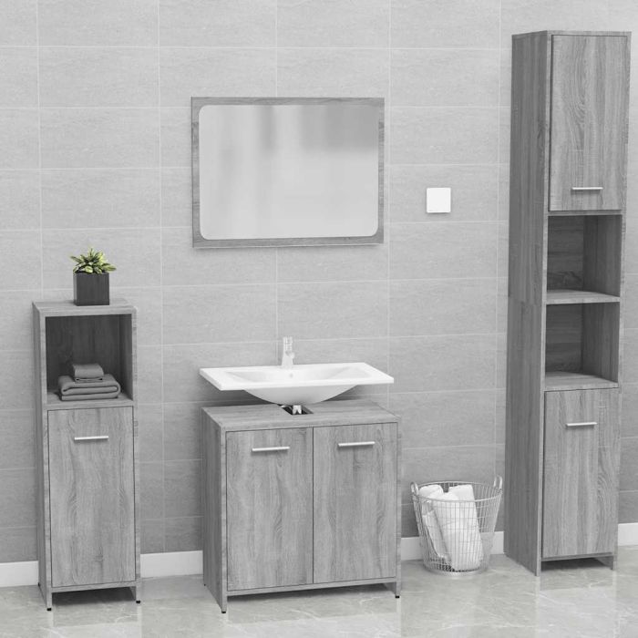 Bathroom Furniture Set Grey Sonoma Engineered Wood