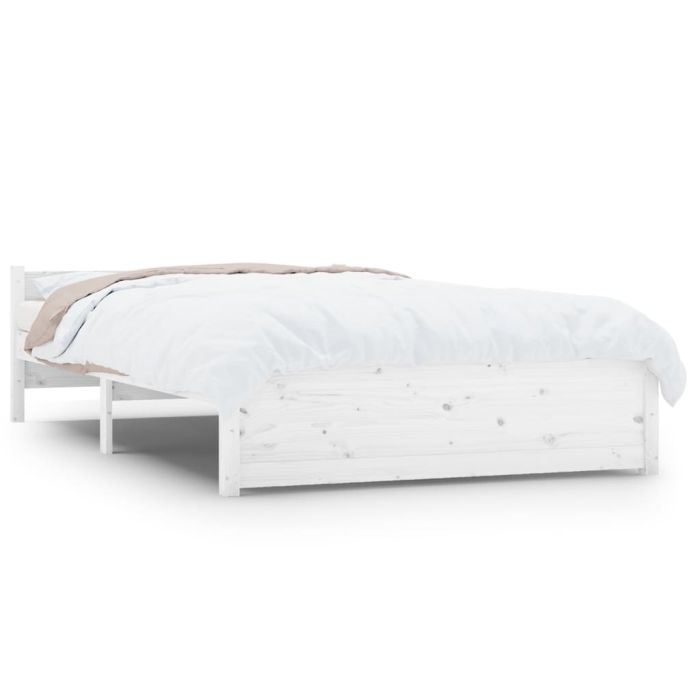 Bed Frame White Solid Wood 140x200 cm