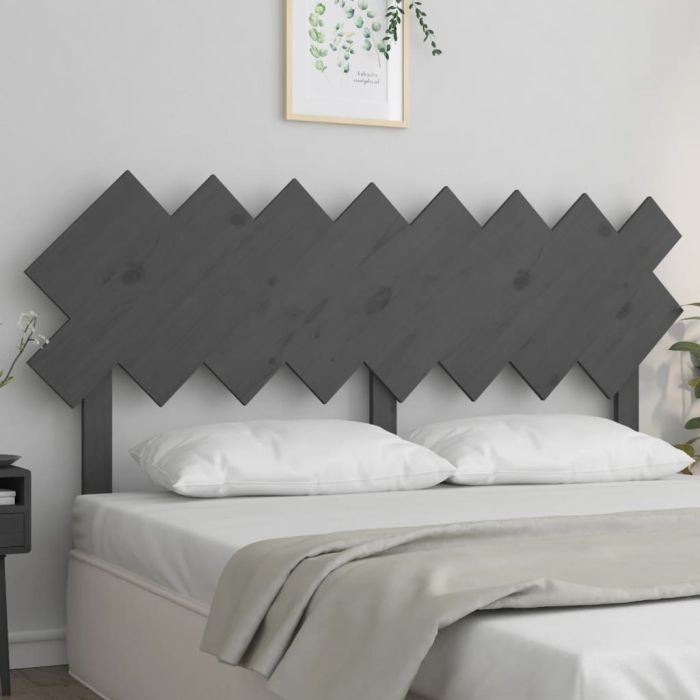 Bed Headboard Grey 159.5x3x80.5 cm Solid Wood Pine