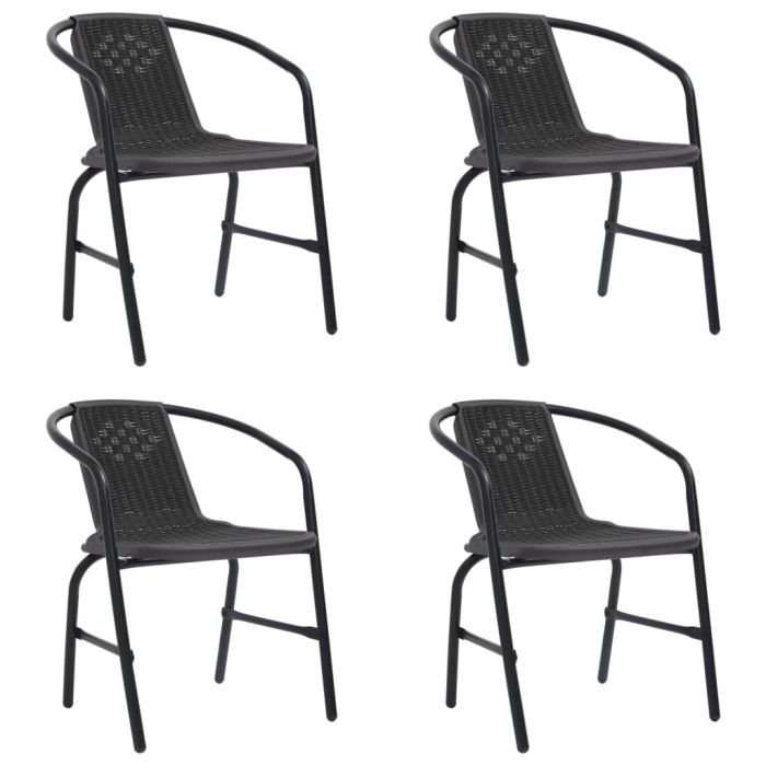 Garden Chairs 4 pcs Plastic Rattan and Steel 110 kg
