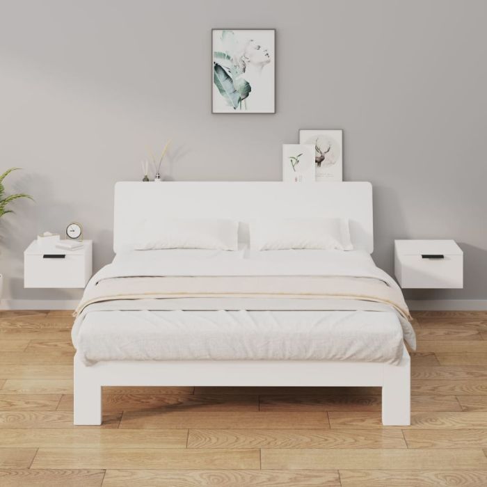 Wall Mounted Bedside Cabinets 2 pcs White 34x30x20cm
