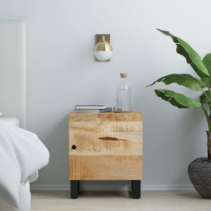 Bedside Table - SELKIRK Gabe Nightstand Natural with Black frame 40cm