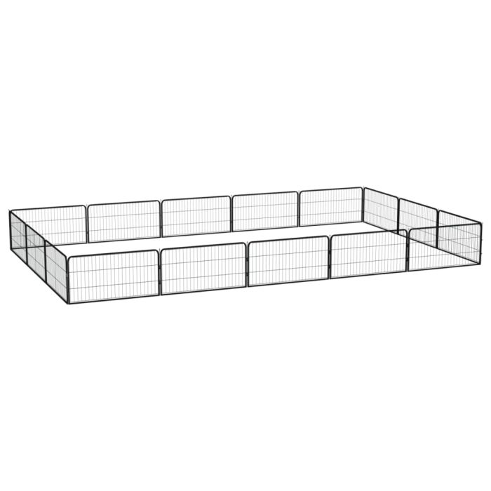16-Panel Dog Playpen Black 100x50 cm Powder-coated Steel