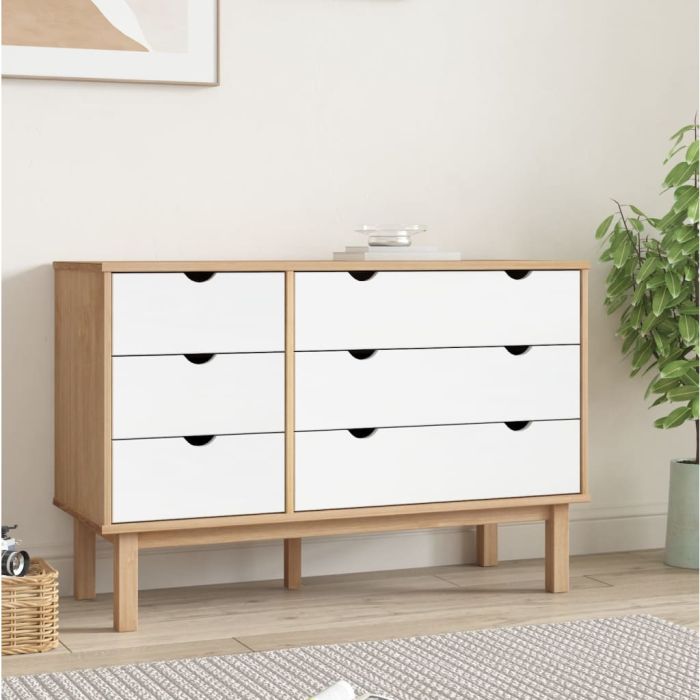 OLIVER I Oak Finish Chest of Drawers - Large-sized, 6 Drawers, Double