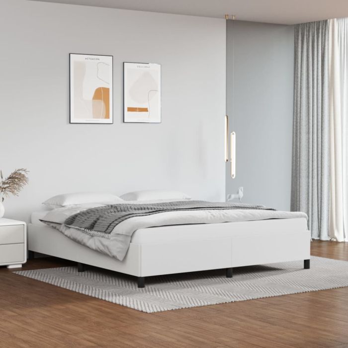 Bed Frame White 180x200 cm Super King Faux Leather
