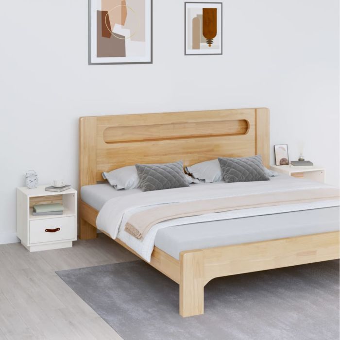 Bedside Cabinets 2 pcs White 40x34x45cm Solid Wood Pine - Juge