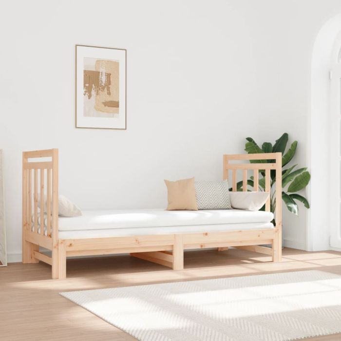 Pull-out Day Bed 2x(90x190) cm Solid Wood Pine