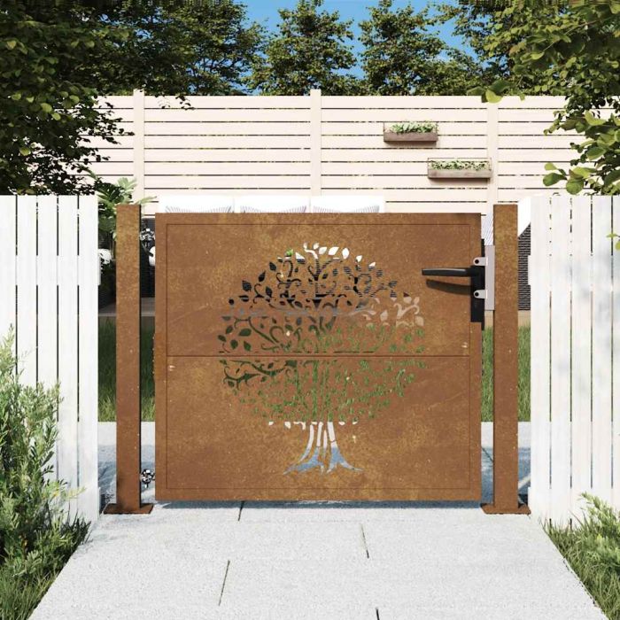 Garden Gate 105x80 cm Corten Steel Tree Design