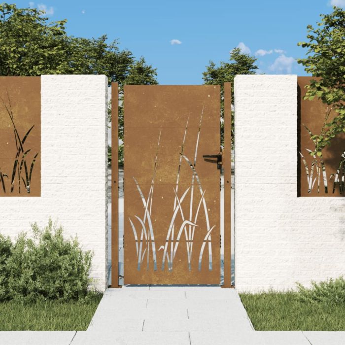 Garden Gate 105x180 cm Corten Steel Grass Design