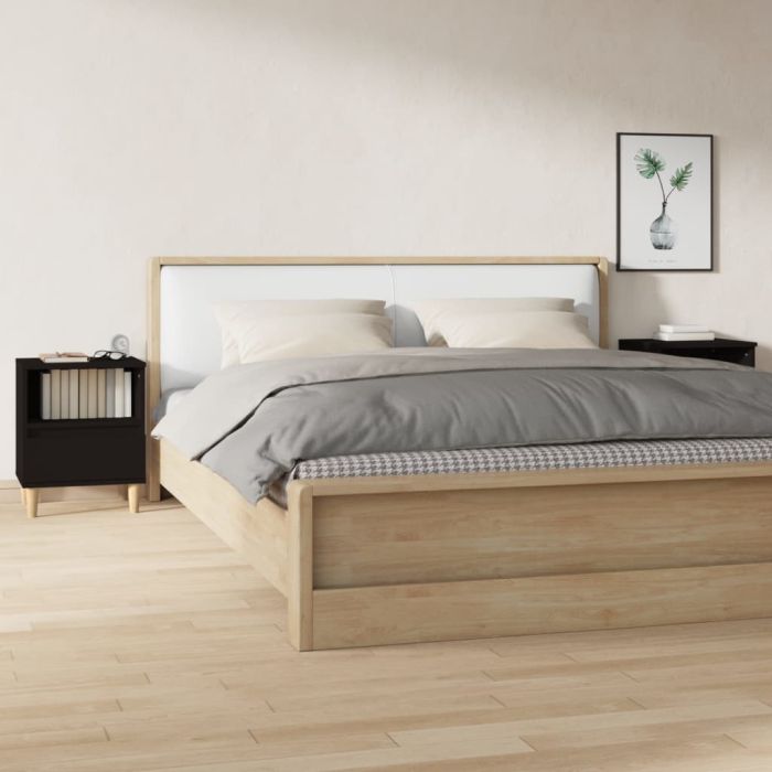 Bedside Table - RALEIGH Sid 2 Piece Nightstand Black 40cm