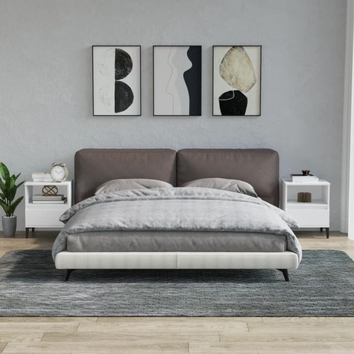 Bedside Table - RALEIGH Aven 2 Piece Nightstand White 40cm