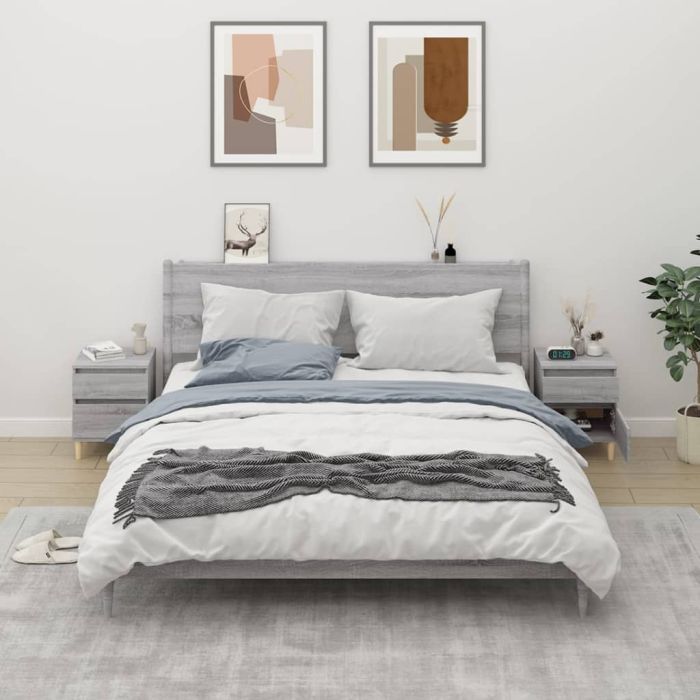 Bedside Table - RALEIGH Aven 2 Piece Nightstand Grey Sonoma 40cm