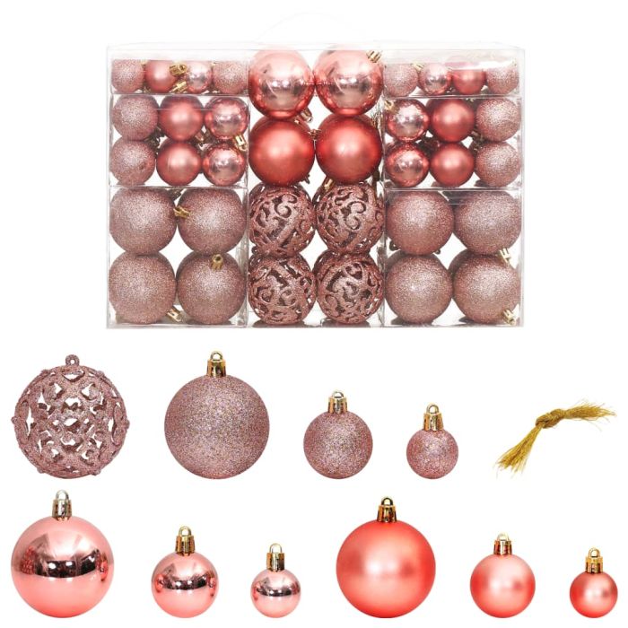 Chena Liro Christmas Baubles 100 pcs Pink Rose 3 4 6cm