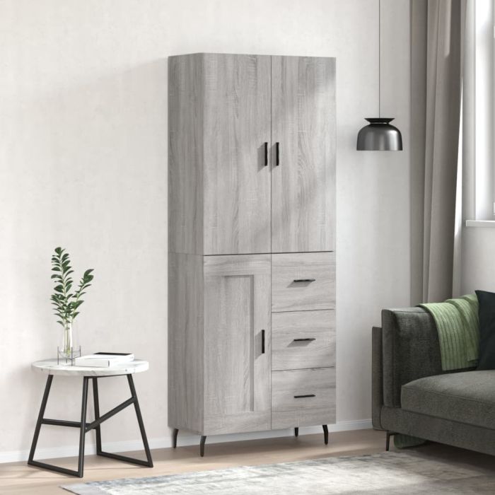 Highboard Grey Sonoma 69.5x34x180 cm Engineered Wood