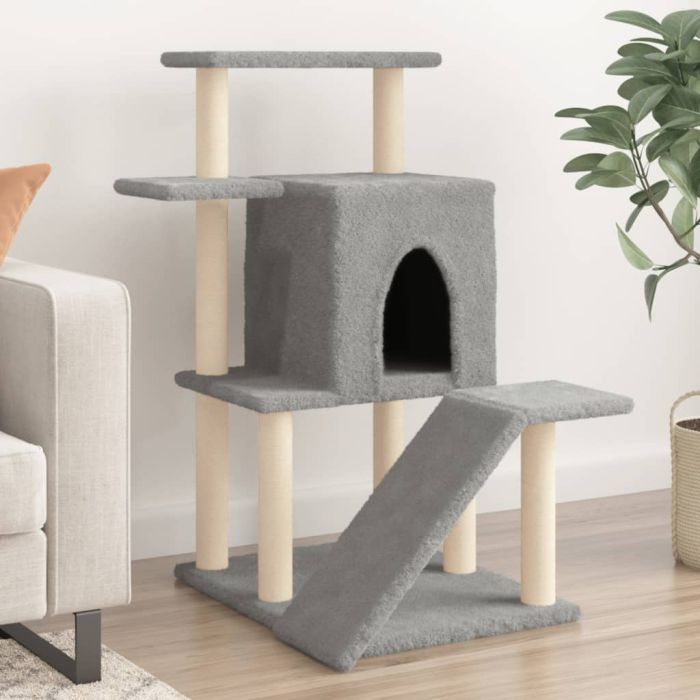 Cat Tree with Sisal Scratching Posts Light Grey 97 cm